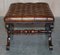 William IV Hardwood & Brown Leather Chesterfield Bench or Stool, 1830s 12