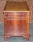 Walnut Twin Pedestal Partner Desk with Tan Brown Leather Top & Panelled Back, Image 16