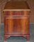 Walnut Twin Pedestal Partner Desk with Tan Brown Leather Top & Panelled Back, Image 18
