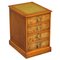 Burr Yew Wood Office Filing Cabinet with Green Leather Top 1