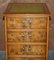 Burr Yew Wood Office Filing Cabinet with Green Leather Top 3