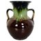 Italienische Mid-Century Modern Glasierte Keramik Amphora Vase in Grün & Braun, 1960er 1