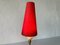 Mid-Century German Red Fabric Shade & White Metal Tripod Bedside Lamps, 1950s 6