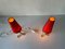 Mid-Century German Red Fabric Shade & White Metal Tripod Bedside Lamps, 1950s 4