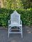 Antique Curved Armchair in White Rattan with Pointed Back 1
