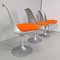 Graue Struktur und orangefarbene Tulip Stühle aus Baumwolle von Eero Saarinen für Knoll, 4er Set 3