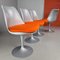 Gray Structure and Orange Cotton Pillow Tulip Chairs by Eero Saarinen for Knoll, Set of 4, Image 2