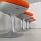 Graue Struktur und orangefarbene Tulip Stühle aus Baumwolle von Eero Saarinen für Knoll, 4er Set 6