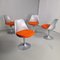 Graue Struktur und orangefarbene Tulip Stühle aus Baumwolle von Eero Saarinen für Knoll, 4er Set 1