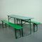 Vintage German Beer Table with Benches, Set of 3 1