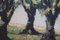 Pintura de paisaje arbolada italiana, años 20, óleo sobre lienzo, enmarcado, Imagen 4