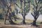 Pintura de paisaje arbolada italiana, años 20, óleo sobre lienzo, enmarcado, Imagen 6