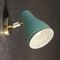 Mid-Century Brass and Green Adjustable Wall Lamp Sconce, 1950s 5