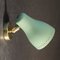 Mid-Century Brass and Green Adjustable Wall Lamp Sconce, 1950s, Image 1