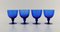 Blue Mouth Blown Art Glass Wine Glasses by Monica Bratt for Reijmyre, Set of 4 2