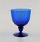 Blue Mouth Blown Art Glass Wine Glasses by Monica Bratt for Reijmyre, Set of 4 3
