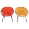 Fauteuils en Daim Naturel Jaune et Rouge par Hans Olsen, 1950s, Set de 2 1