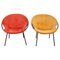 Yellow and Red Natural Suede Leather Lounge Chairs by Hans Olsen, 1950s, Set of 2 1