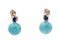 Turquoise, Blue Sapphire, Diamond & 14 Karat Rose Gold Stud Earrings 2