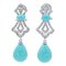 Turquoise, Diamond & 14 Karat White Gold Dangle Earrings 1