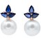 South-Sea Pearl, Sapphire, Diamond & 14 Karat Rose Gold Earrings 1