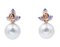 Boucles d'Oreilles Perle des Mers du Sud, Saphir, Diamant et Or Rose 14 Carats 2