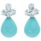 Boucles d'Oreilles Turquoise, Aigue-Marine, Diamant et Or Rose 14 Carats 1