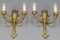 Französische Wandleuchten aus vergoldeter Bronze im Empire-Stil mit 2 Leuchten, Frühes 20. Jh., 2er Set 20