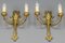 French Empire Style Gilt Bronze 2-Light Sconces, Early 20th Century, Set of 2 20