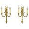 Apliques franceses estilo Imperio de bronce dorado con dos luces, principios del siglo XX. Juego de 2, Imagen 1