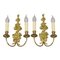 French Louis XVI Style 2-Light Gilt Bronze and Brass Floral Sconces, Set of 2 1