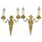 French Louis XVI Style 2-Light Gilt Bronze and Brass Sconces, Set of 2, Image 1