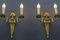 French Louis XVI Style 2-Light Gilt Bronze and Brass Sconces, Set of 2, Image 6