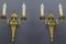French Louis XVI Style 2-Light Gilt Bronze and Brass Sconces, Set of 2 20