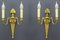 French Louis XVI Style 2-Light Gilt Bronze and Brass Sconces, Set of 2, Image 2