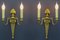 French Louis XVI Style 2-Light Gilt Bronze and Brass Sconces, Set of 2 3