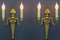 French Louis XVI Style 2-Light Gilt Bronze and Brass Sconces, Set of 2, Image 3