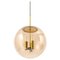 Large Brass Pendant Lamp with Smoked Glass Globe from Limburg, Germany, 1970s 1