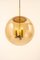 Lámpara colgante grande de latón con globo de vidrio ahumado de Limburg, Germany, años 70, Imagen 6