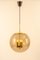 Large Brass Pendant Lamp with Smoked Glass Globe from Limburg, Germany, 1970s 5