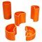 Mid-Century Italian Orange Ceramic Cylindrical Half-Moon Vases, 1970s, Set of 5 1