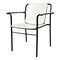 Italienischer Mid-Century Stuhl aus weißem Leder & schwarzem Metall, 1980er 1
