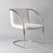 Italian White Leather and Steel Lens Chair by Giovanni Offredi for Saporiti, 1968, Image 4