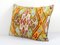 Ikat Velvet & Silk Lumbar Cushion Cover in Orange, Set of 2, Image 2