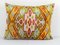 Ikat Velvet & Silk Lumbar Cushion Cover in Orange, Set of 2 1