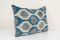 Ikat Blue Silk & Velvet Lumbar Cushion Cover, Image 4