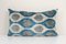 Ikat Blue Silk & Velvet Lumbar Cushion Cover 1