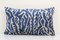 Ikat Velvet & Silk Lumbar Cushion Cover in Blue, Image 1