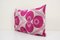 Pink Evil Eye Velvet & Silk Ikat Lumbar Cushion Cover 2