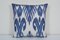 Uzbek Ikat Fabric Cushion Cover in Blue, Image 1